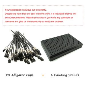 MAY.T Model Painting Alligator Clip Sticks 20PCS with Stand Base 1PCS for Airbrush Hobby Model Parts