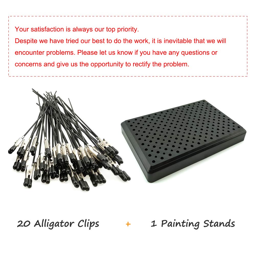 MAY.T Model Painting Alligator Clip Sticks 20PCS with Stand Base 1PCS for Airbrush Hobby Model Parts