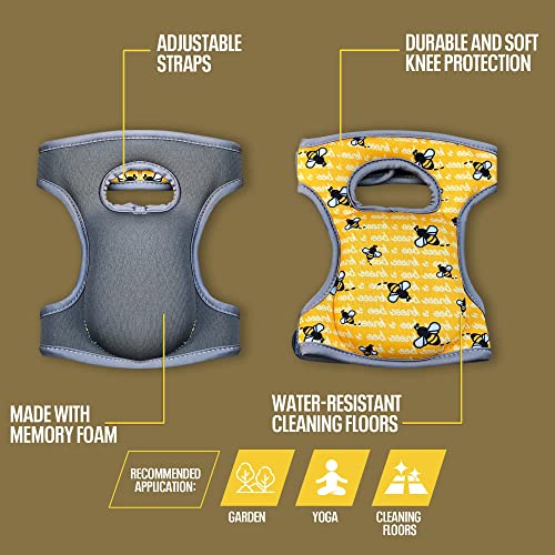 Bee's Knees Cleaning Knee Pads! Great Gift with Soft Foam and NEW LONGER Adjustable Straps, Durable and Soft Knee Protection. Water-Resistant Cleaning Floors, Working in Garden, Yoga, Gardening