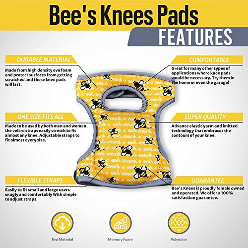 Bee's Knees Cleaning Knee Pads! Great Gift with Soft Foam and NEW LONGER Adjustable Straps, Durable and Soft Knee Protection. Water-Resistant Cleaning Floors, Working in Garden, Yoga, Gardening