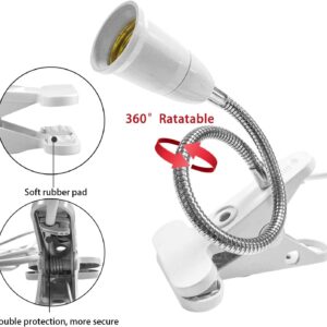 Bahong Clip Desk Lamp Socket,Desk Light Adapter,Clip Light Bulb Holder,E26/E27 Flexible Light Socket,86.6in Table Reading Light,Night Light with Cord,Clamp Light Bulb Stand with On/Off Switch (1PC)