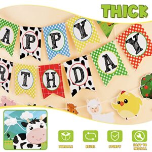 WERNNSAI Farm Animals Birthday Banner - Happy Birthday Banner with Tractor Barnyard Bunting Garland for Kids Boys Girls Farm Theme Party Decorations Supplies