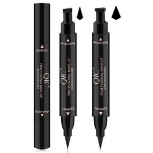 funfunman winged eyeliner stamp - 2 pens perfect cat eye vamp liquid black quick flick wingliner waterproof stencil wing long lasting smudgeproof natural smooth