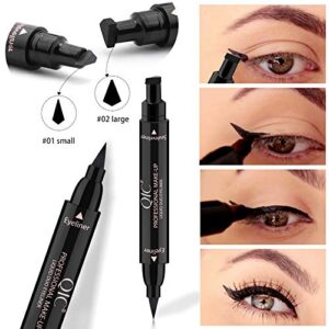 Funfunman Winged Eyeliner Stamp - 2 Pens Perfect Cat Eye Vamp Liquid Black Quick Flick Wingliner Waterproof Stencil Wing Long Lasting Smudgeproof Natural Smooth