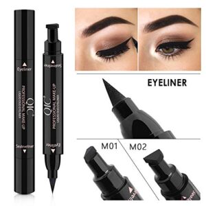 Funfunman Winged Eyeliner Stamp - 2 Pens Perfect Cat Eye Vamp Liquid Black Quick Flick Wingliner Waterproof Stencil Wing Long Lasting Smudgeproof Natural Smooth