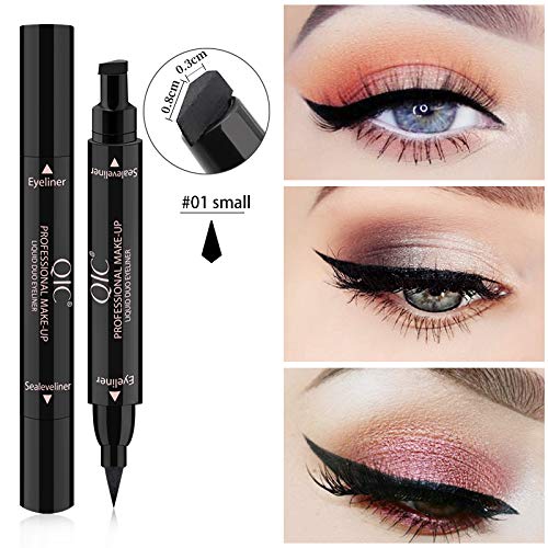 Funfunman Winged Eyeliner Stamp - 2 Pens Perfect Cat Eye Vamp Liquid Black Quick Flick Wingliner Waterproof Stencil Wing Long Lasting Smudgeproof Natural Smooth