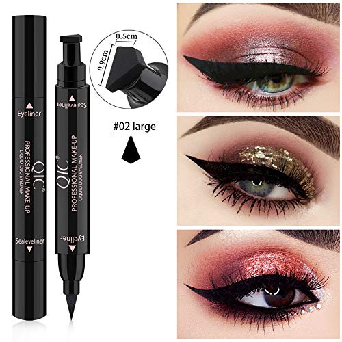 Funfunman Winged Eyeliner Stamp - 2 Pens Perfect Cat Eye Vamp Liquid Black Quick Flick Wingliner Waterproof Stencil Wing Long Lasting Smudgeproof Natural Smooth