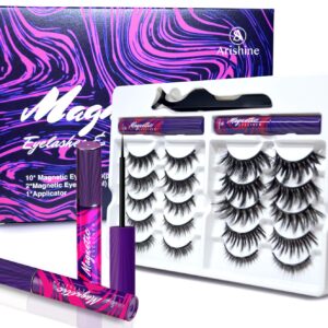 Arishine 3D 5D Magnetic Eyelashes Kit Magnetic Eyeliner For Use with Magnetic False Lashes Natural Look-No Glue Needed