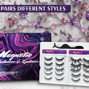 Arishine 3D 5D Magnetic Eyelashes Kit Magnetic Eyeliner For Use with Magnetic False Lashes Natural Look-No Glue Needed