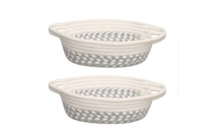 2 pack small storage baskets, desk basket for jewellery&keys, cute rope baskets, small basket home storage, small table basket, organizers and storage, small woven basket,(camel & white - hemp rope)