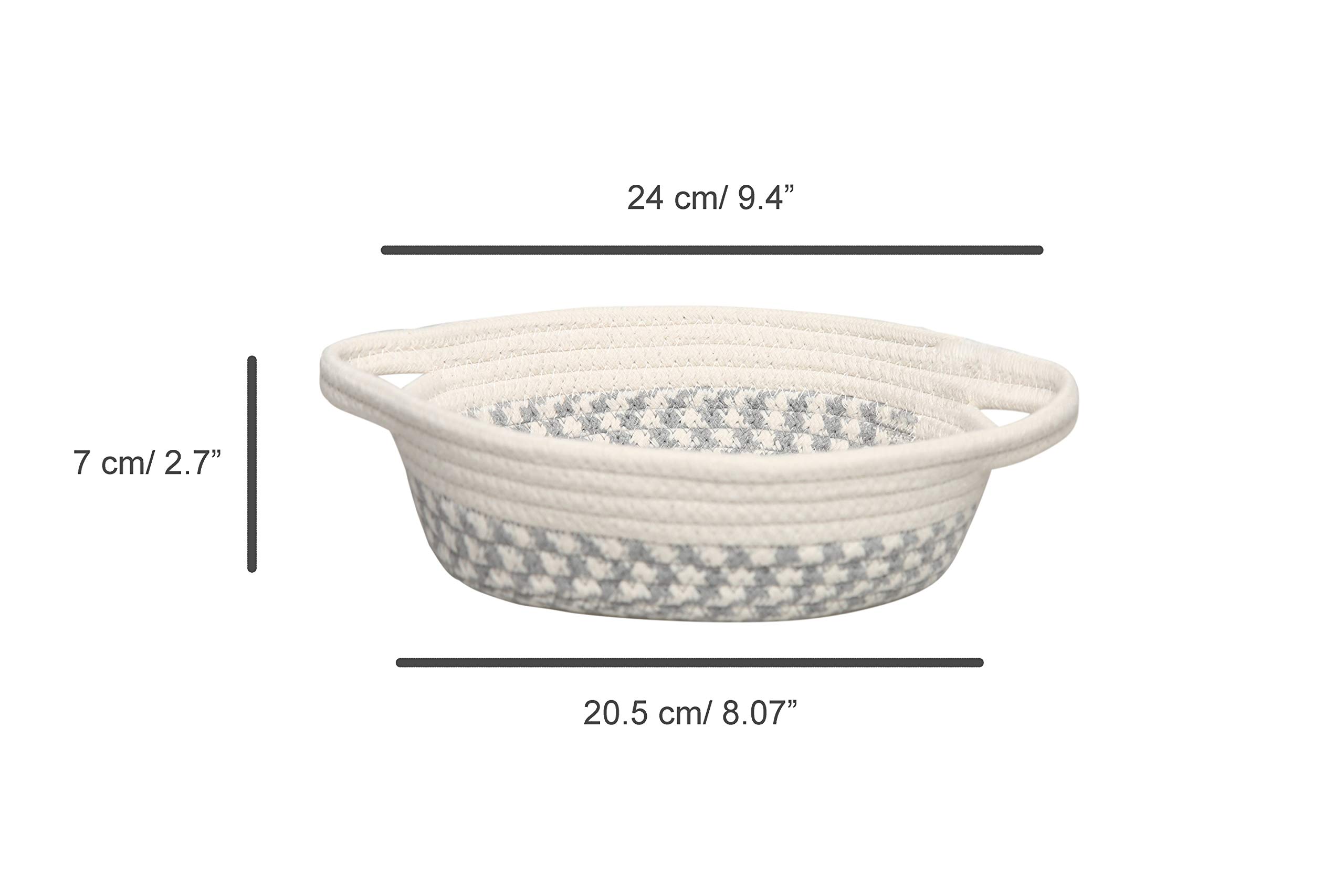 2 pack Small Storage Baskets, Desk Basket for Jewellery&Keys, Cute Rope Baskets, Small Basket Home Storage, Small Table Basket, Organizers and Storage, Small Woven Basket,(Camel & White - Hemp Rope)