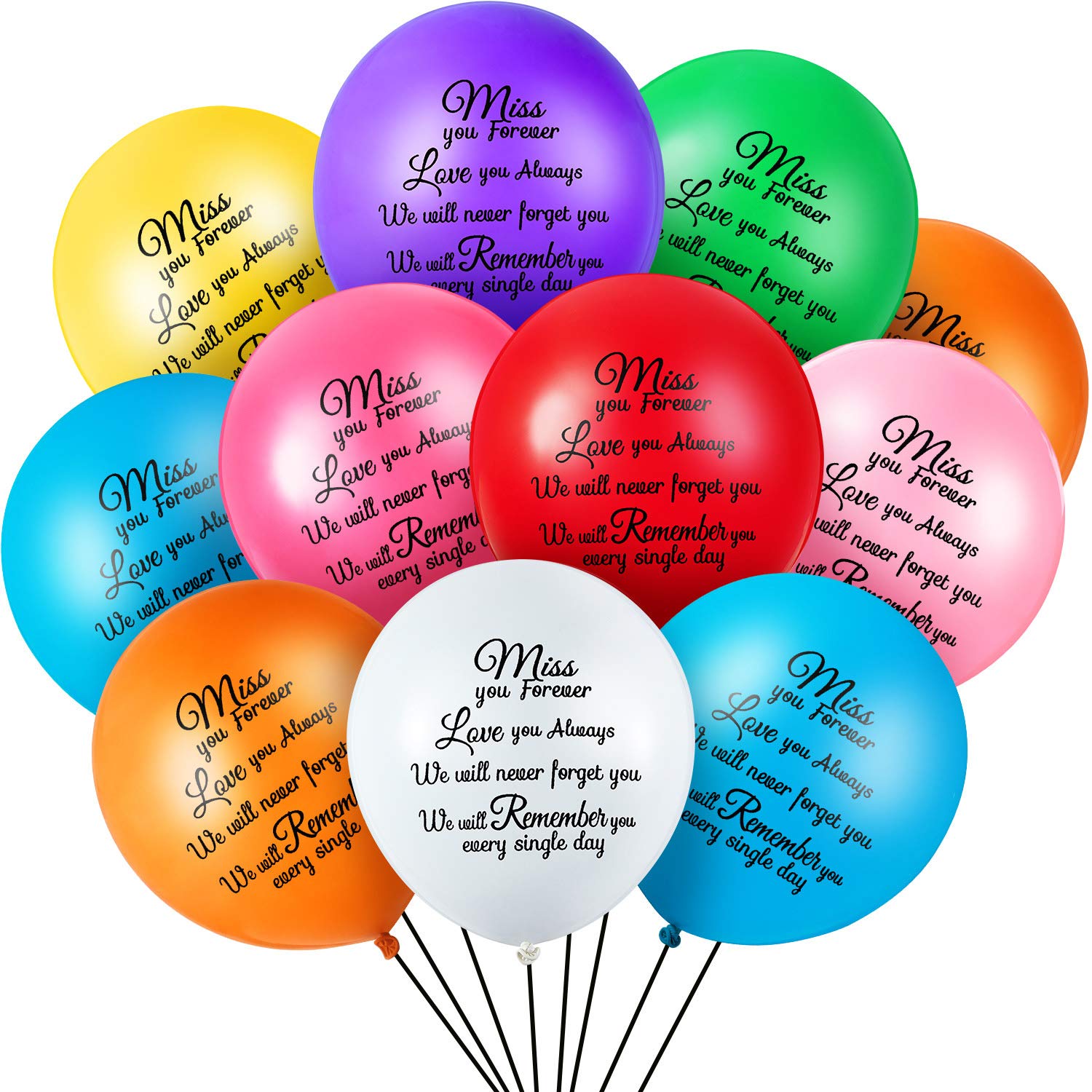 72 Pieces Colorful Memorial Funeral Balloons Remembrance Biodegradable Balloons for Celebration of Life, Balloon Release, Funeral Decoration