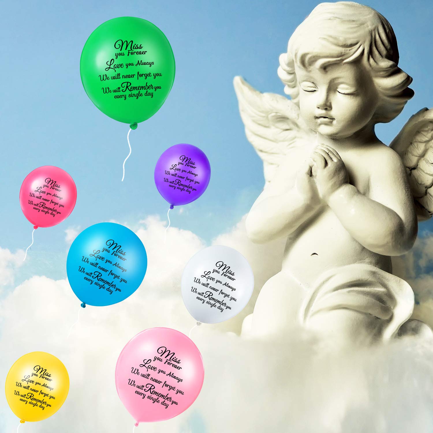 72 Pieces Colorful Memorial Funeral Balloons Remembrance Biodegradable Balloons for Celebration of Life, Balloon Release, Funeral Decoration