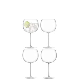 lsa borough balloon glass set in clear for gin, tonic and rosé - drinking glasses with generous bowl and narrow stem - 23 oz drinkware - pack of 4