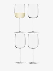 lsa international borough wine glasses 13 oz, set of 4, luxury elegant modern crystalline drinking glassware