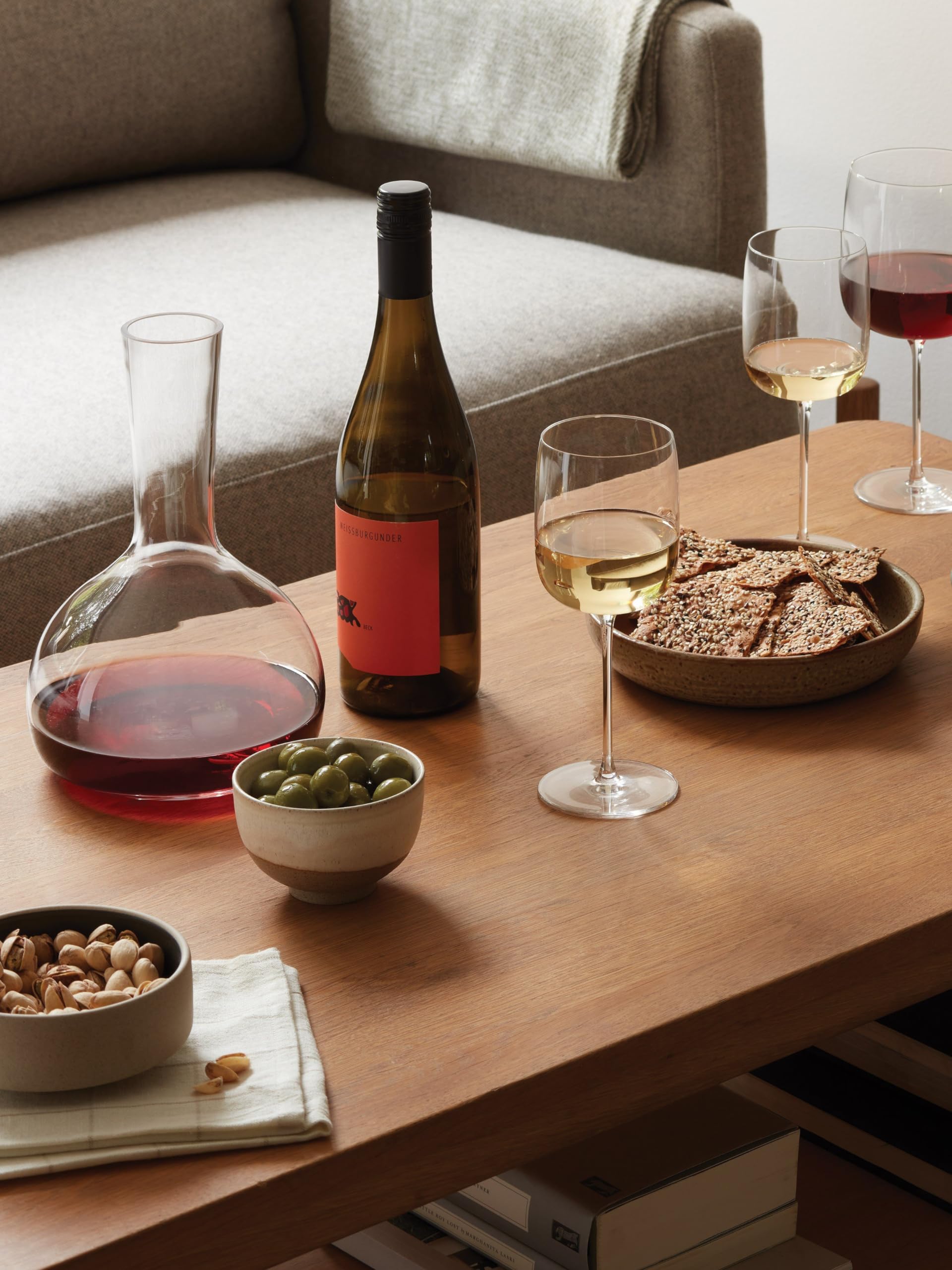 LSA International Borough Wine Glasses 13 oz, Set of 4, Luxury Elegant Modern Crystalline Drinking Glassware