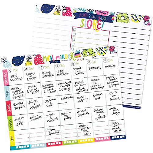 Meal Planner Pad 52-Week Menu Notepad Daily Planning Meals Breakfast Lunch Dinner Tracker 8x10 Inch Tear-off Grocery List + Bonus Dry Erase Menu Board