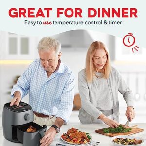 DASH Tasti-Crisp™ Electric Air Fryer Oven, 2.6 Qt., Grey – Compact Air Fryer for Healthier Food in Minutes, Ideal for Small Spaces - Auto Shut Off, Analog, 1000-Watt