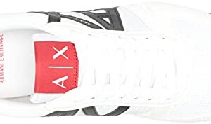 A|X ARMANI EXCHANGE mens Lace Up Logo Sneaker, Optical White + Black, 9 US