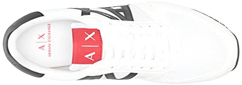 A|X ARMANI EXCHANGE mens Lace Up Logo Sneaker, Optical White + Black, 9 US