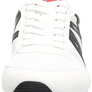 A|X ARMANI EXCHANGE mens Lace Up Logo Sneaker, Optical White + Black, 9 US