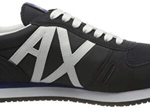 A|X ARMANI EXCHANGE mens Lace Up Logo Sneaker, Navy + Optical White, 13 US