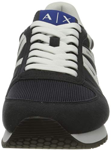 A|X ARMANI EXCHANGE mens Lace Up Logo Sneaker, Navy + Optical White, 13 US