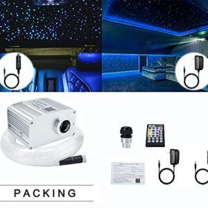 AZIMOM Bluetooth 10W Twinkle RGBW LED Fiber Optic Star Ceiling Lights Kit Mixed 375pcs 9.8ft Strands Music Sound Activated APP Remote Control for Car Indoor Home Interior Star Decoration