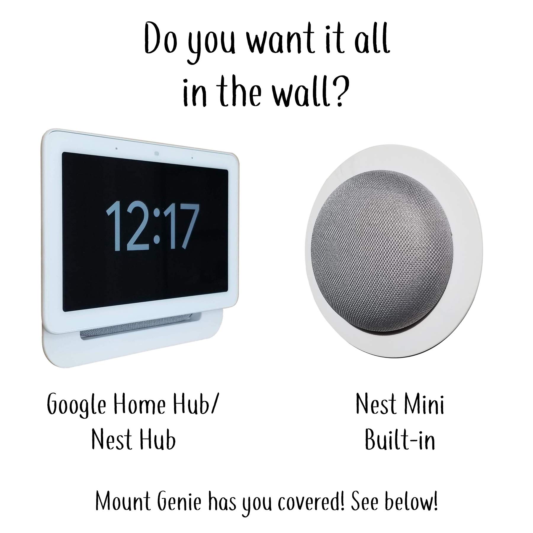 Mount Genie Simple Built-in Wall Mount for Google Nest Mini (2nd Gen) | Award Winning Design | Improves Sound and Appearance | Designed in USA (1-Pack)