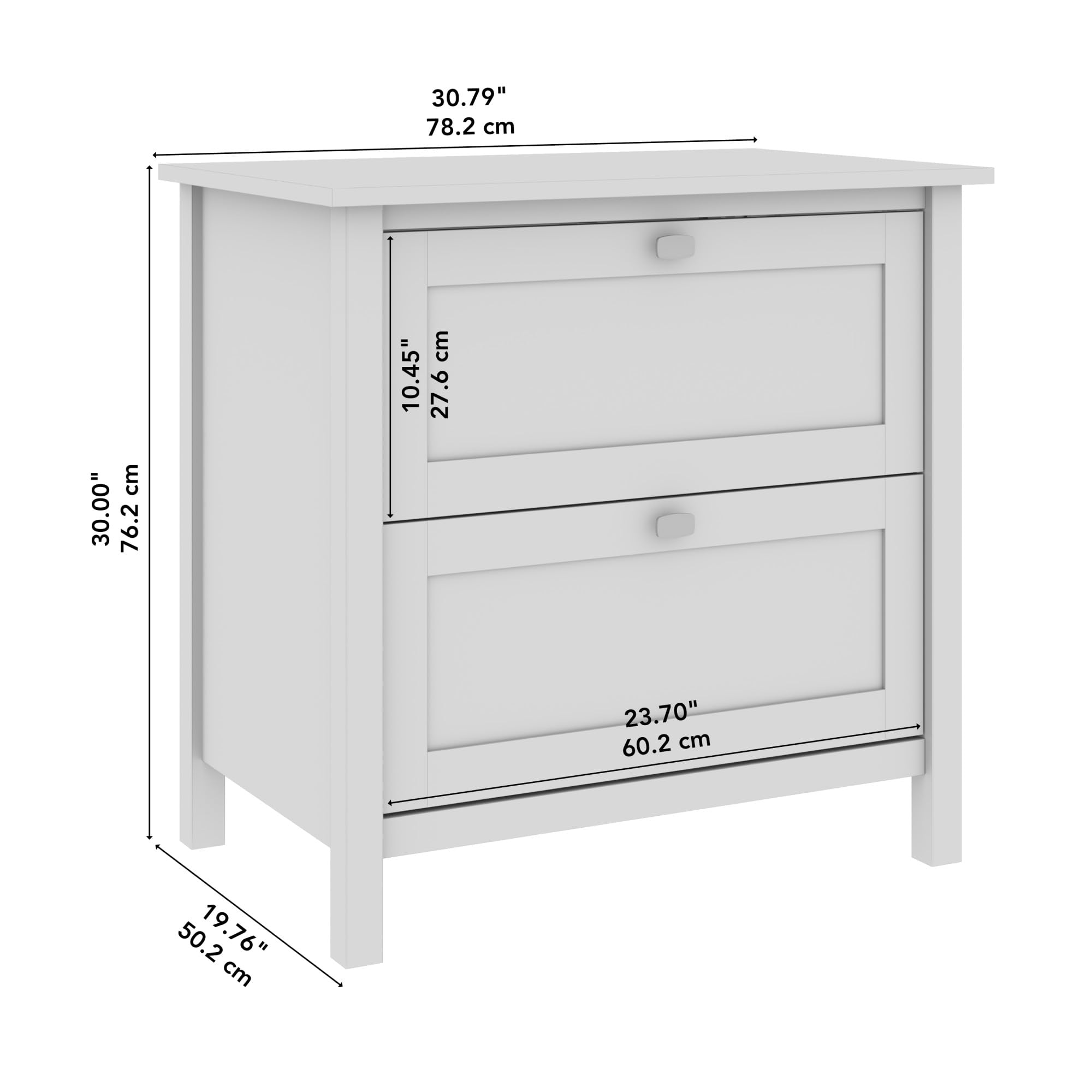 Bush Furniture Lateral File Cabinet with Satin Chrome Hardware Broadview Collection 2 Drawer Filing Unit for Home Office