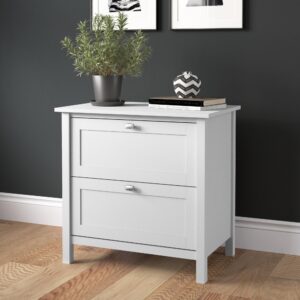 Bush Furniture Lateral File Cabinet with Satin Chrome Hardware Broadview Collection 2 Drawer Filing Unit for Home Office