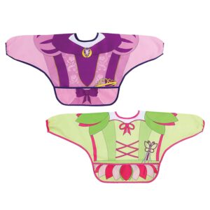 dreambaby food & fun character bibs baby smocks with sleeves - model l563bb - 2 pack (princess & fairy)