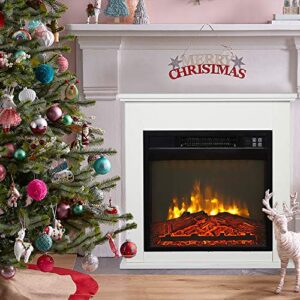 Zokop 25''W Freestanding Electric Fireplace Stove Space Heater with Realistic Flame, Wood Mantel, Remote Control for Home Room Indoor, 1500W-Black