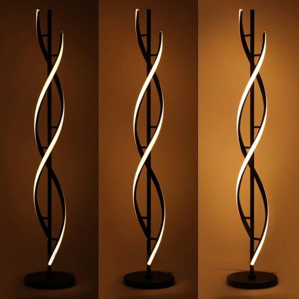 ADISUN 40W LED Remote Control Dimmable Spiral Indoor Tall Floor Lamp for Living Rooms Family Rooms Bedrooms Offices Lighting (Black)