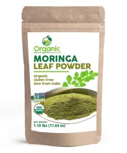 organic moringa powder - 1.10 lbs (17.64 oz) | usda organics, non-gmo, kosher, halal, moringa olifera powder - 100% raw and natural, by shoposr