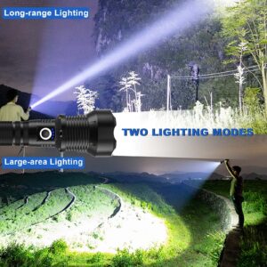 Cinlinso Flashlights High Lumens Rechargeable, 900,000 Lumens Super Bright Led Flashlight, Flash Light with 5 Modes, IPX6 Waterproof, Handheld Powerful Flashlight for hu∩ting, Camping, Emergencies