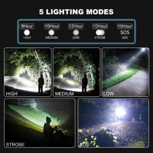 Cinlinso Flashlights High Lumens Rechargeable, 900,000 Lumens Super Bright Led Flashlight, Flash Light with 5 Modes, IPX6 Waterproof, Handheld Powerful Flashlight for hu∩ting, Camping, Emergencies