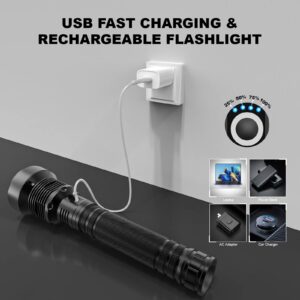 Cinlinso Flashlights High Lumens Rechargeable, 900,000 Lumens Super Bright Led Flashlight, Flash Light with 5 Modes, IPX6 Waterproof, Handheld Powerful Flashlight for hu∩ting, Camping, Emergencies