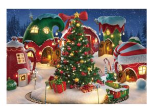 funnytree 7x5ft cartoon christmas village photography backdrop winter snow pine tree background xmas fairy tale animated kid party photo booth banner supplies