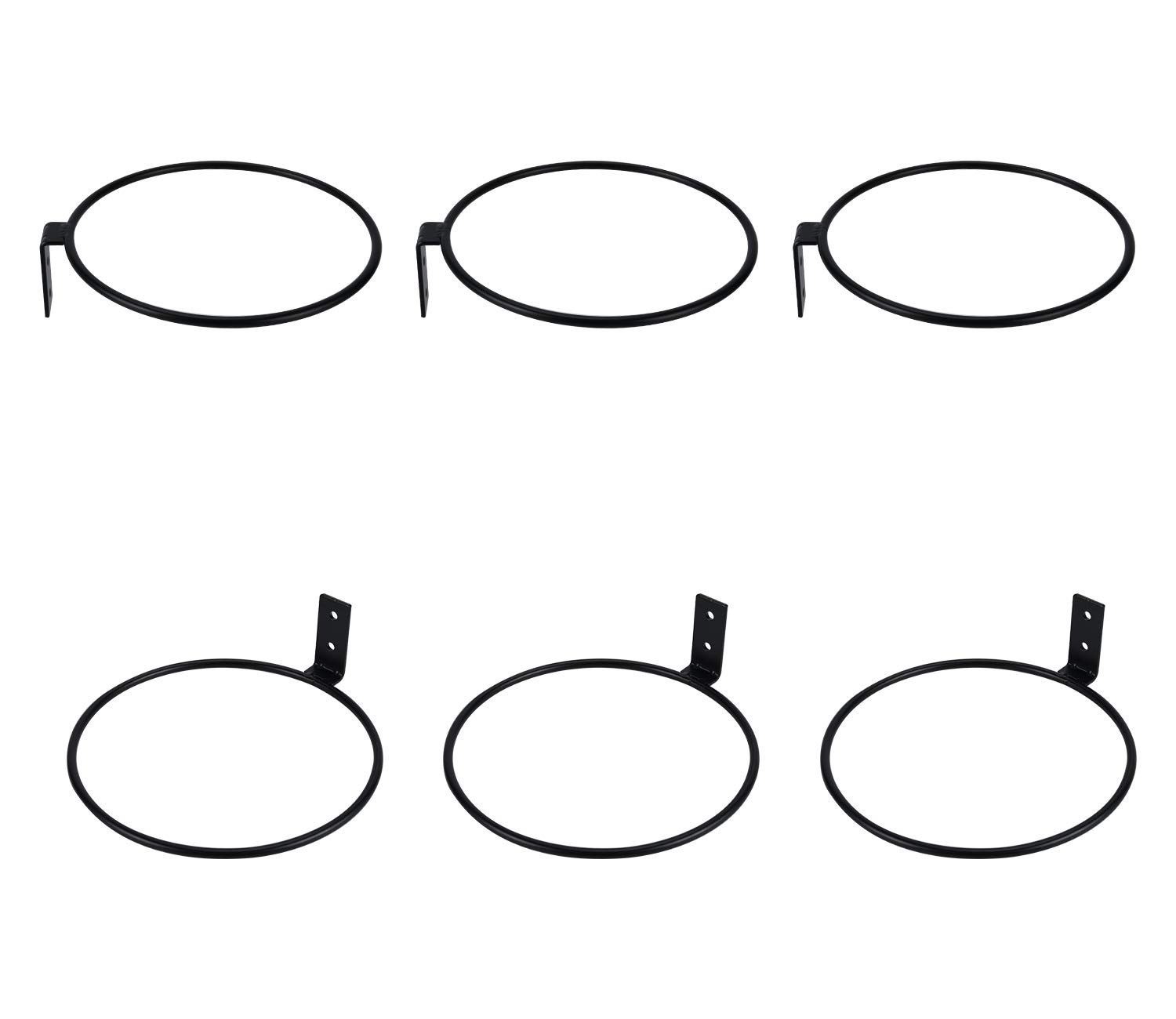 TQVAI 6 inch Flower Pot Holder, Wall Planter Ring Hanger, Wall Mounted Pot Hook Bracket, 6 Pack, Black