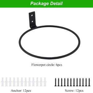 TQVAI 6 inch Flower Pot Holder, Wall Planter Ring Hanger, Wall Mounted Pot Hook Bracket, 6 Pack, Black