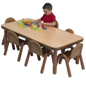 angeles baseline preschool 60" x 30" rectangular table & chair set - natural wood - ab74620nw1