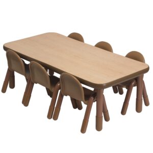 Angeles Baseline Preschool 60" x 30" Rectangular Table & Chair Set - Natural Wood - AB74620NW1