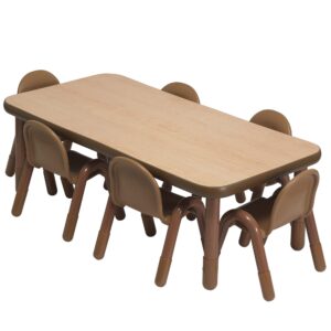 Angeles Baseline Preschool 60" x 30" Rectangular Table & Chair Set - Natural Wood - AB74620NW1