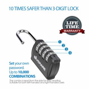 GIVERARE 4 Pack Combination Lock, 4-Digit Padlock Keyless, Resettable Luggage Locks for Backpack, Gym & School & Employee Locker, Weatherproof Travel Lock for Fence, Backyard Gate, Hasp, Case-Black