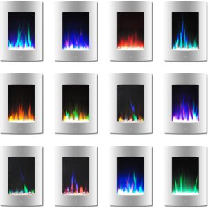 Cambridge 19.5" Curved Vertical Color Changing Wall Mount Electric Fireplace with Crystal LED Display, Remote