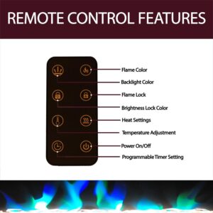 Cambridge 19.5" Curved Vertical Color Changing Wall Mount Electric Fireplace with Crystal LED Display, Remote