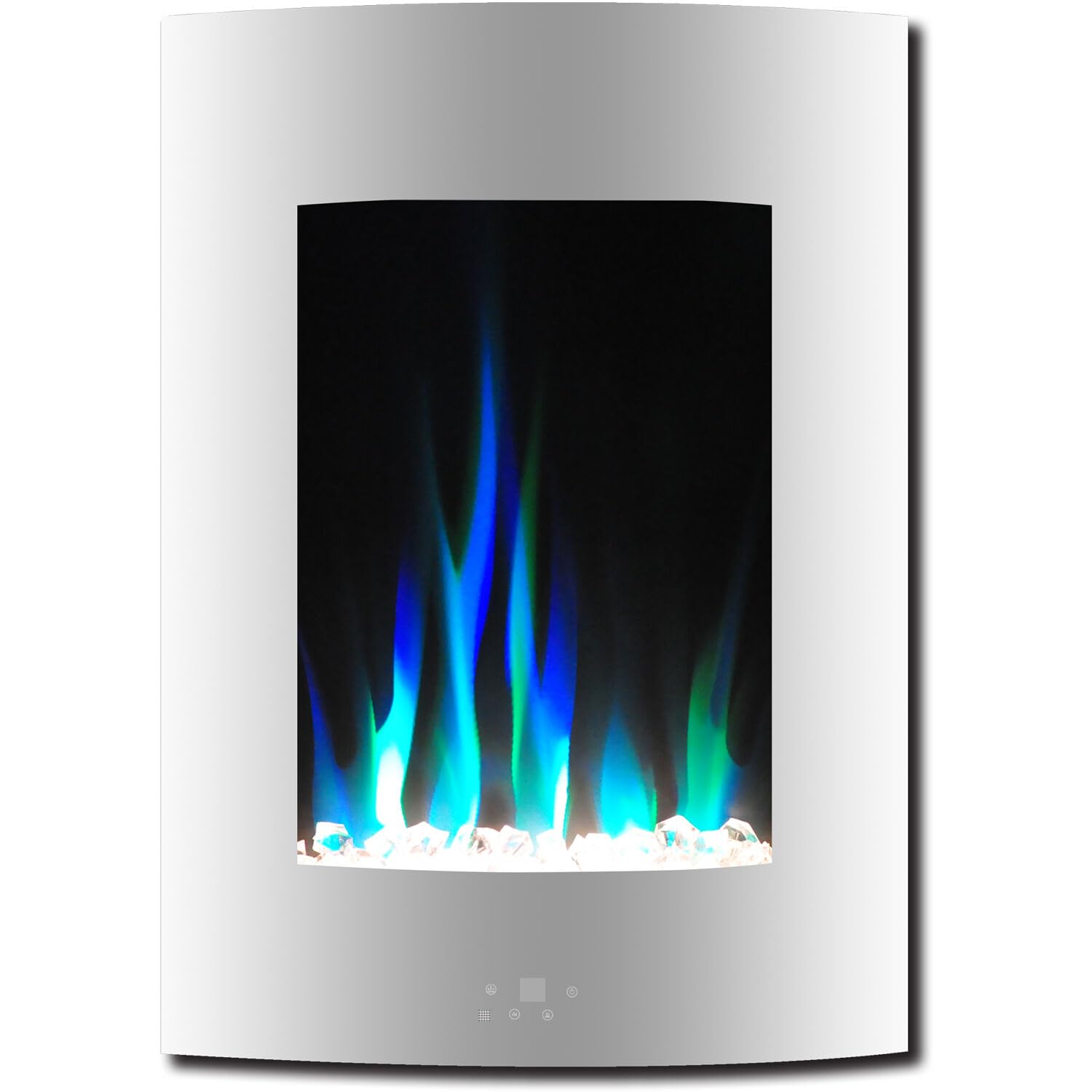 Cambridge 19.5" Curved Vertical Color Changing Wall Mount Electric Fireplace with Crystal LED Display, Remote