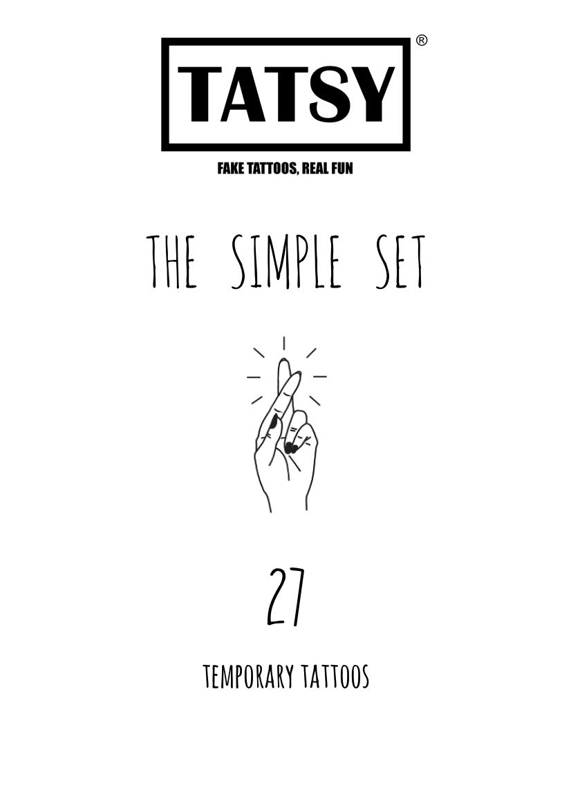 Temporary Tattoo Set By Tatsy, The Simple Set, For Women and Men, Original, Unique Design, Cover Up, Modern, Hipster, Minimalistic Tiny, Urban, Writing, Stars, Anchor, Heart, Hands, Waterproof Tattoos