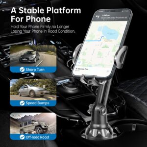TOPGO Cup Phone Holder for Car, [No Shaking & Stable & Adjustable Pole] Car Cup Holder Phone Mount, Cell Phone Cradle for iPhone 14 and More Smart Phone - Black